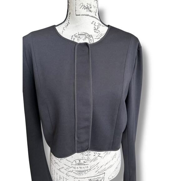 Narciso Rodriguez For Design Nation Women's Snap Button Black Crop Blazer Large - Picture 3 of 7